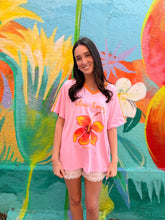 Load image into Gallery viewer, Pink 'Slow Living' Hibiscus T-Shirt - By Frankie