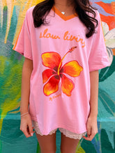 Load image into Gallery viewer, Pink 'Slow Living' Hibiscus T-Shirt - By Frankie