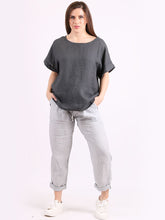 Load image into Gallery viewer, &#39;Pippa&#39; Charcoal Linen Blend Top