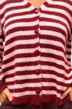 Load image into Gallery viewer, Burgundy &amp; Pink Stripe Pippi Cardigan