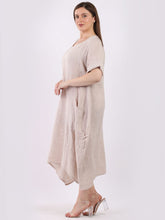 Load image into Gallery viewer, &#39;Martha&#39; Beige 100% Linen Slouchy Dress with Front Pockets