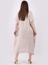 Load image into Gallery viewer, &#39;Martha&#39; Beige 100% Linen Slouchy Dress with Front Pockets