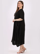 Load image into Gallery viewer, &#39;Martha&#39; Black 100% Linen Slouchy Dress with Front Pockets