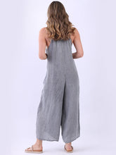 Load image into Gallery viewer, Dark Grey Wide Leg 100% Linen Jumpsuit