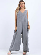 Load image into Gallery viewer, Dark Grey Wide Leg 100% Linen Jumpsuit