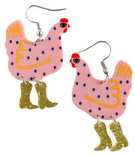 Load image into Gallery viewer, Pink Cowgirl Chicken Earring