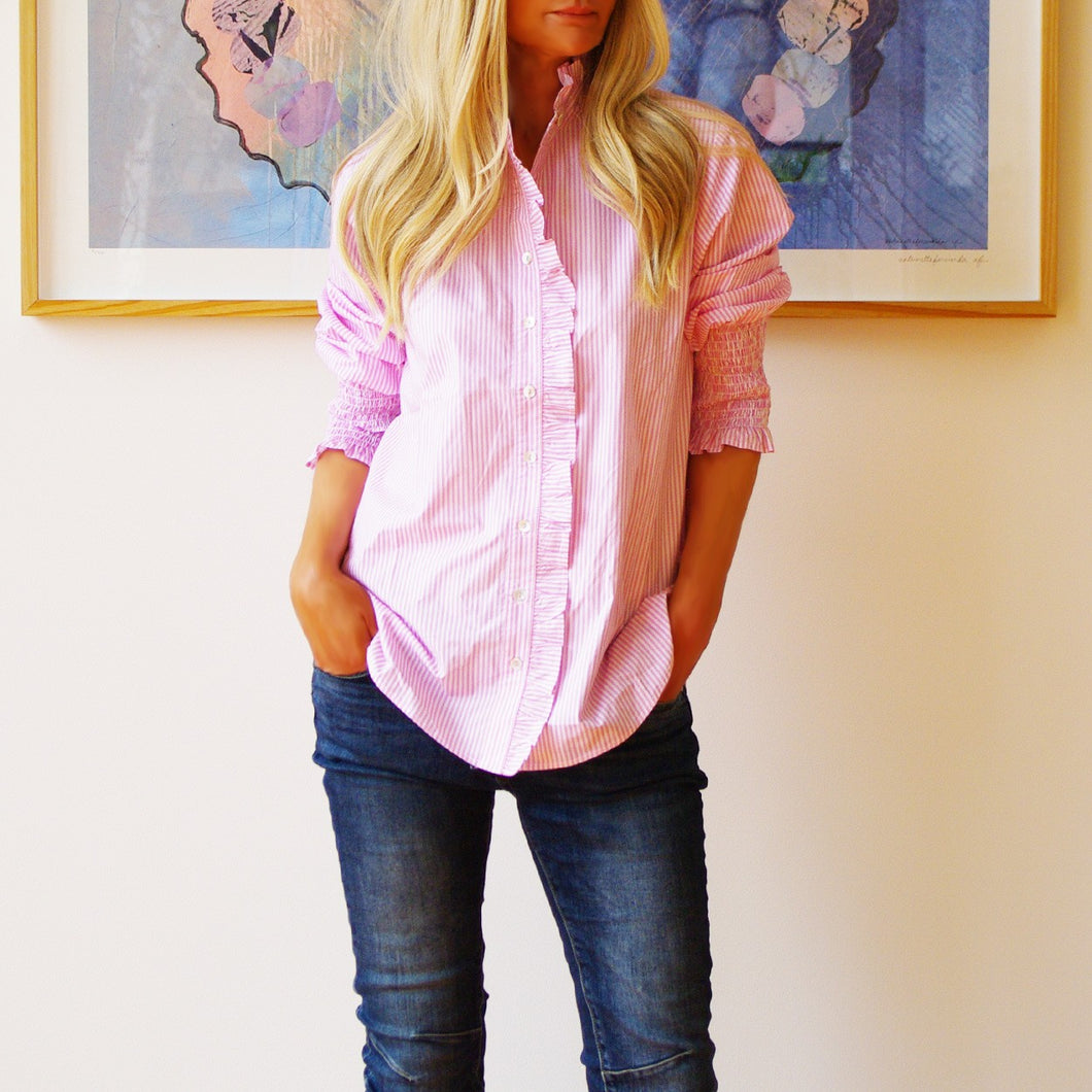 Pink & White Stripe Poppy Shirt - Who's Charlie