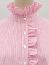 Load image into Gallery viewer, Pink &amp; White Pinstripe Poppy Shirt - Who's Charlie