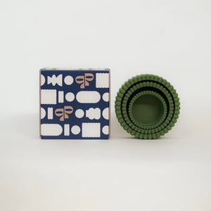 Moss Green Scalloped Trinket Bowl Set