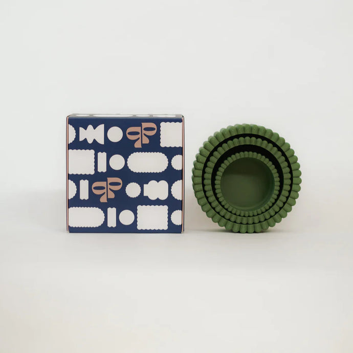 Moss Green Scalloped Trinket Bowl Set