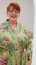 Load image into Gallery viewer, Olive Green Protea Print Kimono Robe