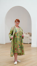 Load image into Gallery viewer, Olive Green Protea Print Kimono Robe