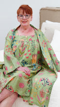 Load image into Gallery viewer, Olive Green Protea Print Kimono Robe