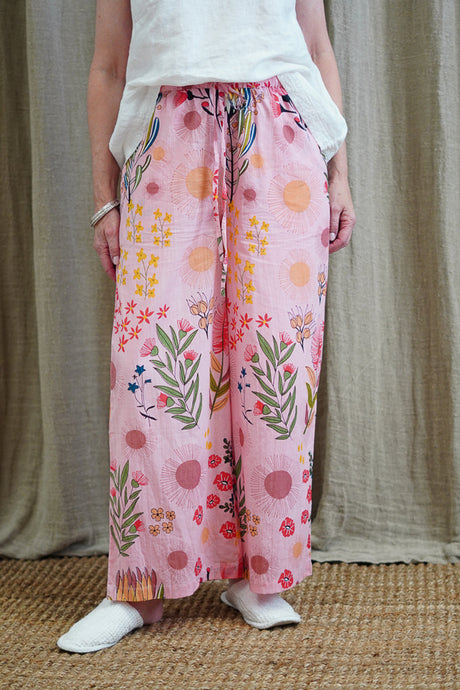 Soft Pink Protea Print Lounge Pants