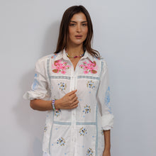 Load image into Gallery viewer, Floral Embroidered White Cotton Shirt