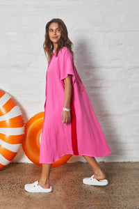 Pink/Red Resort Cheesecloth Beach Dress - Hammill & Co