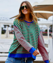 Load image into Gallery viewer, Green/Pink Retro Stripe Sweat - Hammill &amp; Co