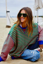 Load image into Gallery viewer, Green/Pink Retro Stripe Sweat - Hammill &amp; Co