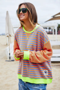 Grey/Orange Retro Stripe Sweat - Hammill & Co