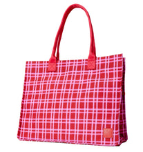 Load image into Gallery viewer, Red plaid tote bag on a white background