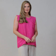 Load image into Gallery viewer, Fuchsia Raw Edged 100% Linen Top