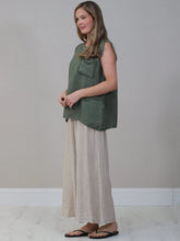 Load image into Gallery viewer, Khaki Raw Edged 100% Linen Top