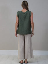 Load image into Gallery viewer, Khaki Raw Edged 100% Linen Top