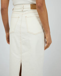 Ray Denim Maxi Skirt in Vintage White - All About Eve