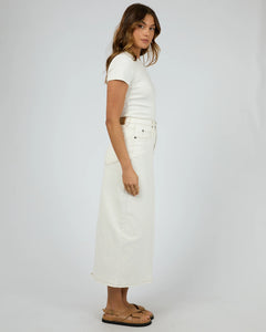 Ray Denim Maxi Skirt in Vintage White - All About Eve