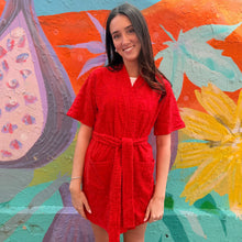 Load image into Gallery viewer, Red Towelling Kimono Robe - By Frankie