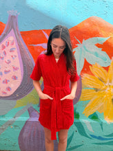 Load image into Gallery viewer, Red Towelling Kimono Robe - By Frankie