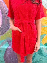 Load image into Gallery viewer, Red Towelling Kimono Robe - By Frankie