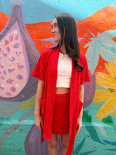 Load image into Gallery viewer, Red Towelling Kimono Robe - By Frankie