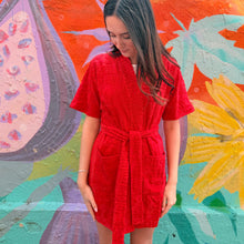 Load image into Gallery viewer, Red Towelling Kimono Robe - By Frankie
