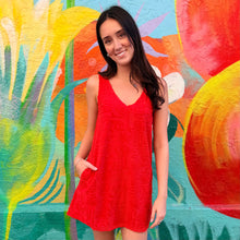 Load image into Gallery viewer, Red Towelling Mini Dress - By Frankie