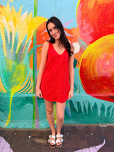 Load image into Gallery viewer, Red Towelling Mini Dress - By Frankie