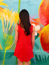Load image into Gallery viewer, Red Towelling Mini Dress - By Frankie