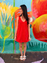 Load image into Gallery viewer, Red Towelling Mini Dress - By Frankie