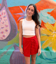 Load image into Gallery viewer, Red Towelling Wrap Skirt - By Frankie