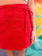 Load image into Gallery viewer, Red Towelling Wrap Skirt - By Frankie