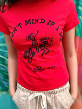 Load image into Gallery viewer, Red 'Don't Mind If I Do' Cowgirl Baby T-Shirt - By Frankie
