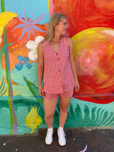 Load image into Gallery viewer, Red Gingham Sleeveless Side Panel Top &amp; Short Set - By Frankie