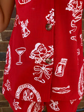 Load image into Gallery viewer, Red Sleeveless Side Panel Top &amp; Short Set With Santa Print - By Frankie