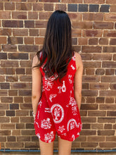 Load image into Gallery viewer, Red Sleeveless Side Panel Top &amp; Short Set With Santa Print - By Frankie