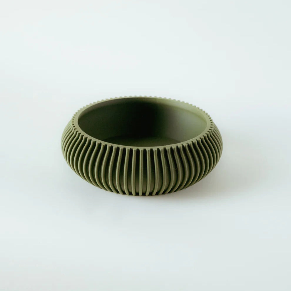 Moss Green Ribbed Key Bowl