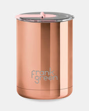 Load image into Gallery viewer, Rose Gold Chrome Ceramic Coffee Cup with Hinged Lid 12oz/355ml - Frank Green