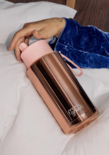 Load image into Gallery viewer, Rose Gold Chrome 34oz/1L Ceramic Reusable Bottle with Flip Straw Lid - Frank Green