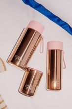 Load image into Gallery viewer, Rose Gold Chrome 34oz/1L Ceramic Reusable Bottle with Flip Straw Lid - Frank Green