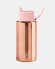 Load image into Gallery viewer, Rose Gold Chrome 34oz/1L Ceramic Reusable Bottle with Flip Straw Lid - Frank Green