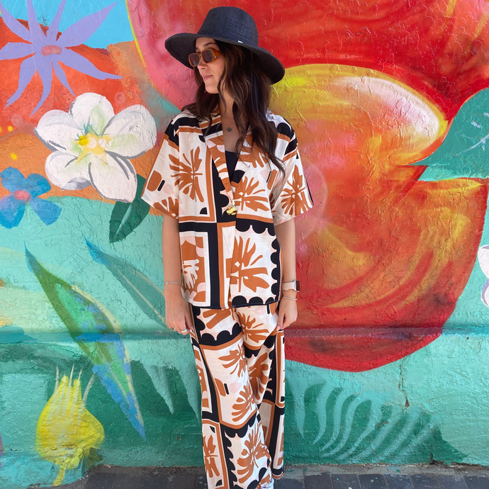 Rust Palm Top & Pant Set - By Frankie